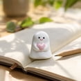 thumbnail image 4 of Yardvibe Halloween Ghost Figurines, Cute Ceramics Ghost Statue Handheld Pink Heart for Halloween Decorations, Porch and Indoor Home Office Desk Decor (A), 4 of 7
