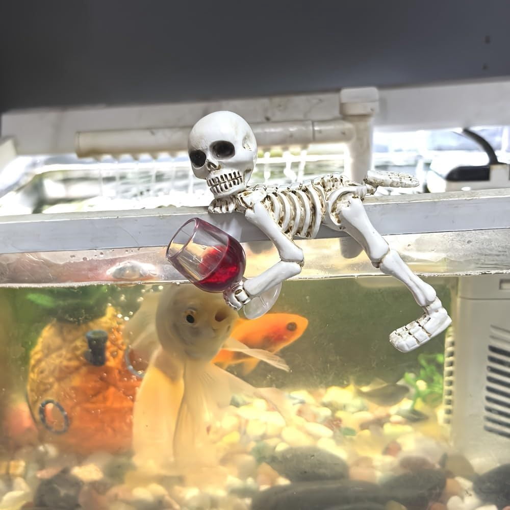Weather-Resistant Skeleton Statue 5.1 Inch for Garden and Flower Pot Decoration
