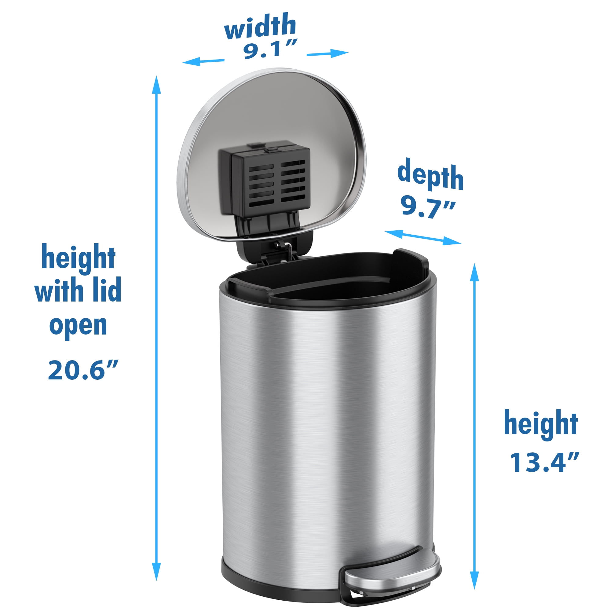 iTouchless SoftStep 2 Gallon Stainless Steel Step Trash Can with 