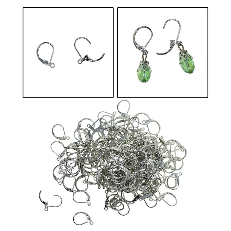 200X Iron Earring Hooks Dangle Charms French Round Hanging Earwires Back Connector Replacement DIY 15x10mm Jewelry Making Findings Supplies, Women's