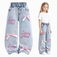 thumbnail image 5 of CAUYDY Jeans for Girls Wide Leg Tween Baggy Denim Pants Elastic Waisted Cute Print Y2k Trousers with Pockets Sizes 9-10 Years, 5 of 9