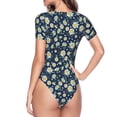 thumbnail image 3 of Uemuo Daisy Floral B Pattern Women's One Piece Short Sleeve Swimsuit Rash Guard Surfing Modest Quick-drying Swimsuit Beach Essentials-XX-Large, 3 of 9