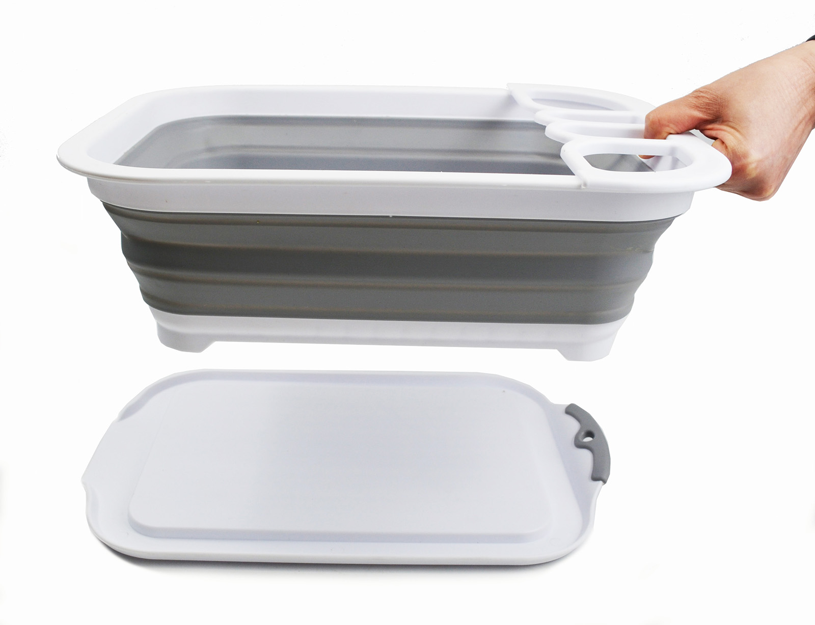 SAMMART Collapsible Dish Drainer with Drainer Board - Foldable Drying Rack Set - Portable Dinnerware Organizer - Space Saving Kitchen Storage Tray