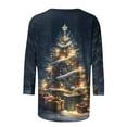 thumbnail image 3 of Otvok Women'S Christmas Blouse Casual Christmas Tree Print Round Neck 3/4 Sleeve T-Shirt, 3 of 6