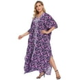 thumbnail image 5 of HDE Women UPF 30+ Kaftan Dress Oversize V Neck Long Plus Size Maxi Swim Cover Up, 5 of 5