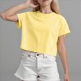 thumbnail image 2 of kpoplk Girl's Summer Cute Graphic Shirts Casual Short Sleeve Crewneck Tees Baggy Tops(Yellow,7-8 Y), 2 of 5