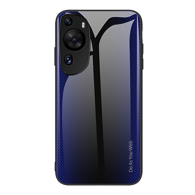 KAIYANG Funda protectora para Huawei P60 Art con textura de fibra de carbono, vidrio templado y TPU suave, estilo A Huawei P60 Art Azul oscuro
