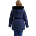thumbnail image 4 of DARING DIVA Women's Plus Parka Jacket Fleece Lined Zipper Coat Navy Blue 4X, 4 of 5