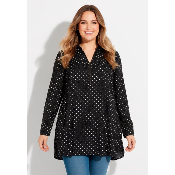 Catherines Women's Plus Size Breezeway Half-Zip Tunic