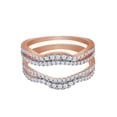 thumbnail image 1 of Round Cut White Cubic Zirconia Chevron Enhancer Guard Ring 14K Rose Gold Ring Size - 10, 1 of 3