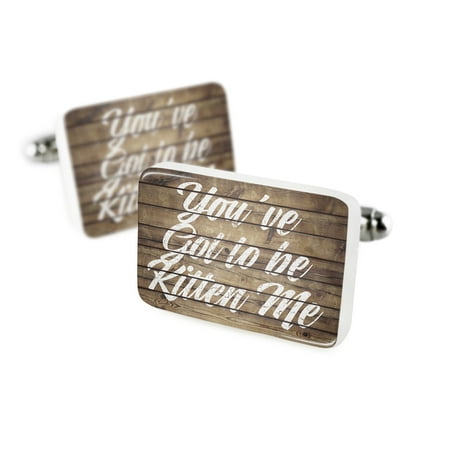 Cufflinks Painted Wood You've Got to be Kitten Me Porcelain Ceramic NEONBLOND