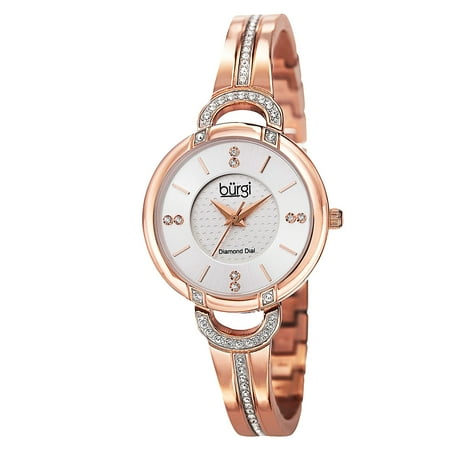 - Women's Swiss Quartz Diamond Stainless Steel Bangle Rose-Tone Watch