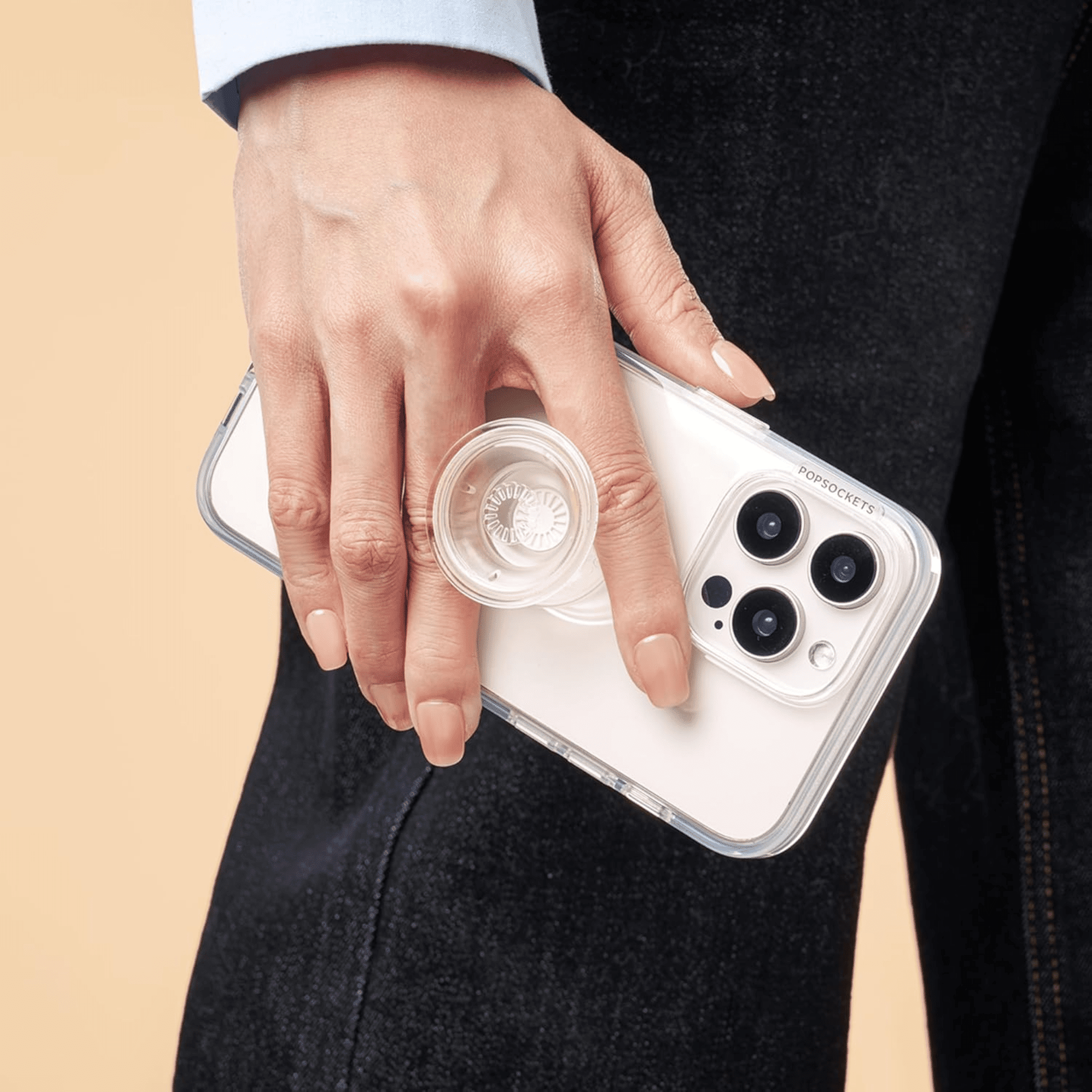 PopSockets Adhesive Phone Grip with Expandable Kickstand and swappable top - Clear