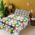 thumbnail image 2 of Ambesonne Emoji Fitted & Top Sheet Set with Shams, Goofy Faces Sports Themed, Multicolor, 2 of 5