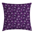 thumbnail image 1 of Indigo Throw Pillow Cushion Cover, Abstract Lily Flowers Country Garden Spring Summer Themed Image, Decorative Square Accent Pillow Case, 18 X 18 Inches, Eggplant Purple Lilac and White, by Ambesonne, 1 of 2