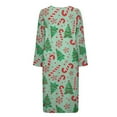 thumbnail image 4 of Yuyamidu Candy Canes Zipper Front Robes for Women Long Sleeve Robe Loungewear Xmas Tree Christmas Crew Neck Bathrobe Dress Christmas Mid-Length Night Robe Size M, Green, 4 of 7