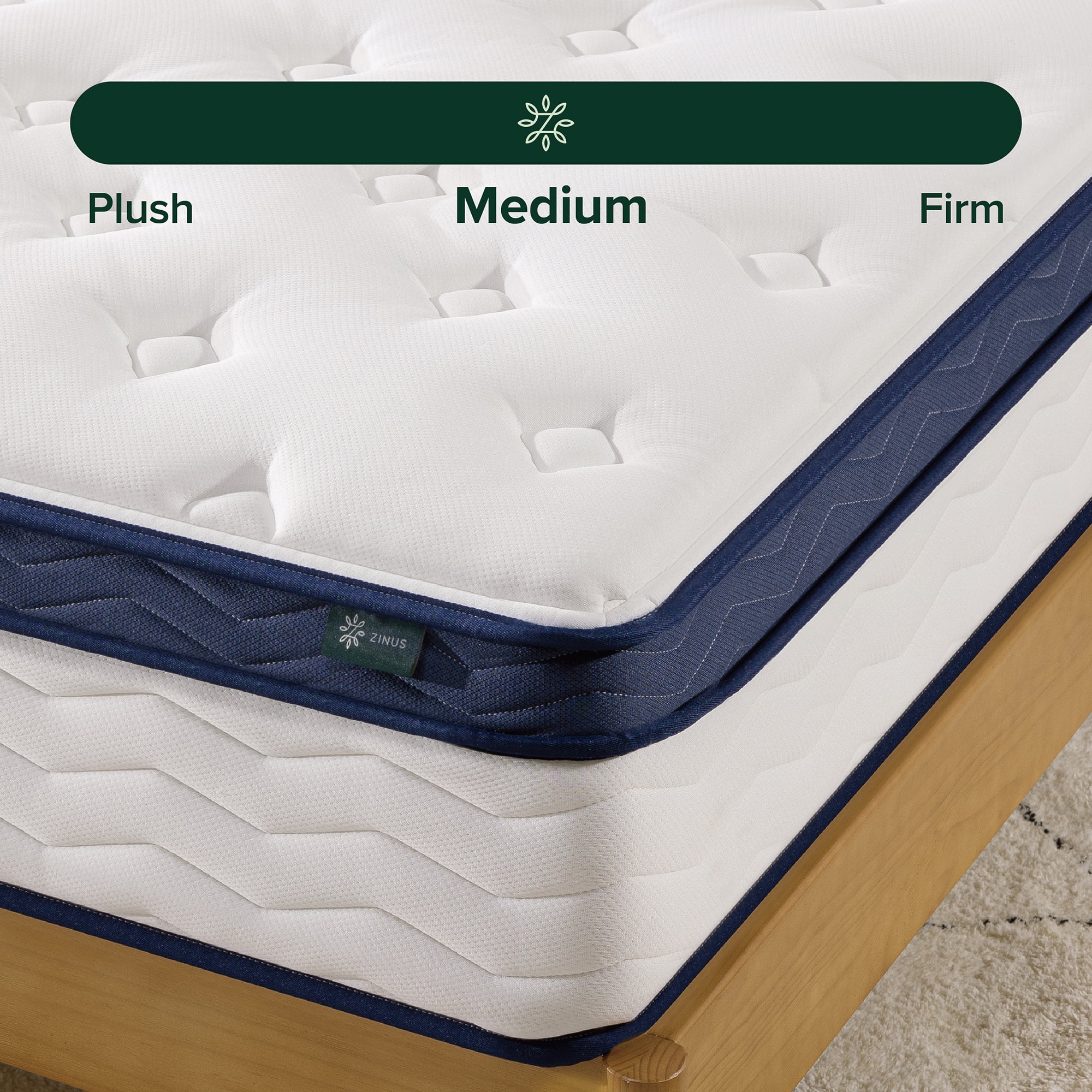 Zinus 12" Pocket Coil Euro Top Hybrid Mattress, Queen