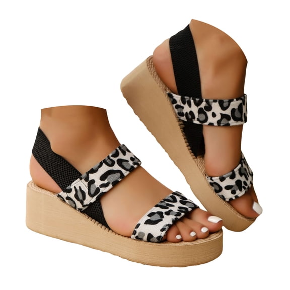 IUJSOY Wedge Sandals for Women Flower Print Water Beach Shoes Quick Drying Yoga Mat Slingback Heels