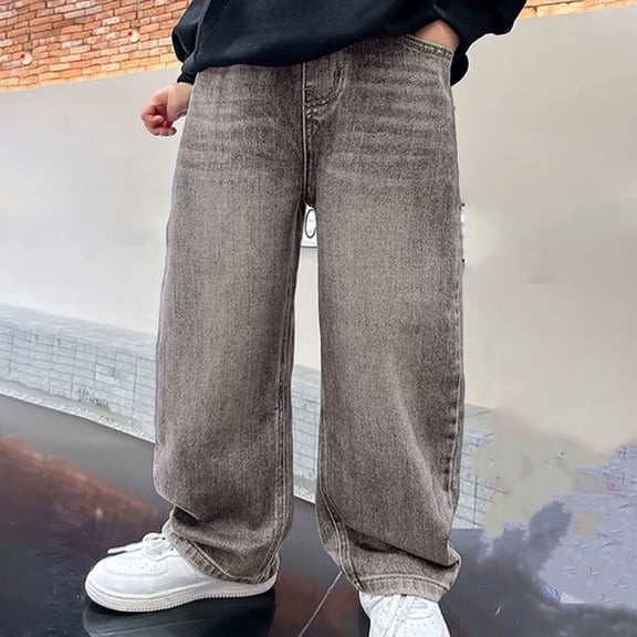 Shachafan Boys Wide Leg Pants Winter Thermal Lined Casual Trousers Loose Fit Comfortable Playwear Outdoor Joggers For Toddlers And Kids With Pockets Boy