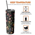 thumbnail image 6 of 20oz Colorful Mushroom Leaf Black Pattern Skinny Tumblers Stainless Steel Tumbler with Lid and Straw,Vacuum Insulated Double Wall Travel Tumbler Cups with Cleaning Brush for Coffee,Tea, 6 of 6