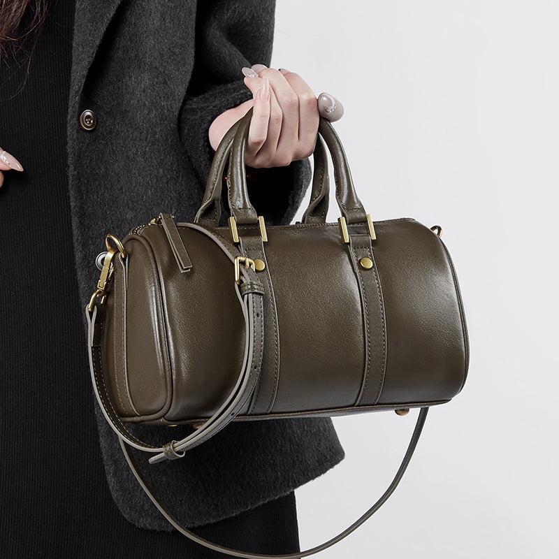 Women’s Genuine Leather Satchel Handbag, Top Handle Crossbody Purse