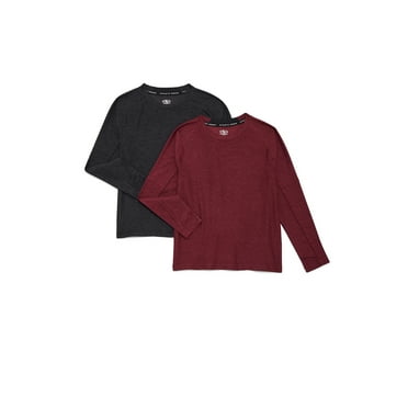 Athletic Works Boys ButterCore Tee with Long Sleeves, 2-Pack, Sizes 4-18