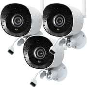Rraycom 3Pack WiFi Security Camera Outdoor/Indoor, 3MP FHD Cameras with Night Vision, Motion Detection, IP66 Waterproof, Cloud Storage, 24/7 Live View, Compatible with Alexa