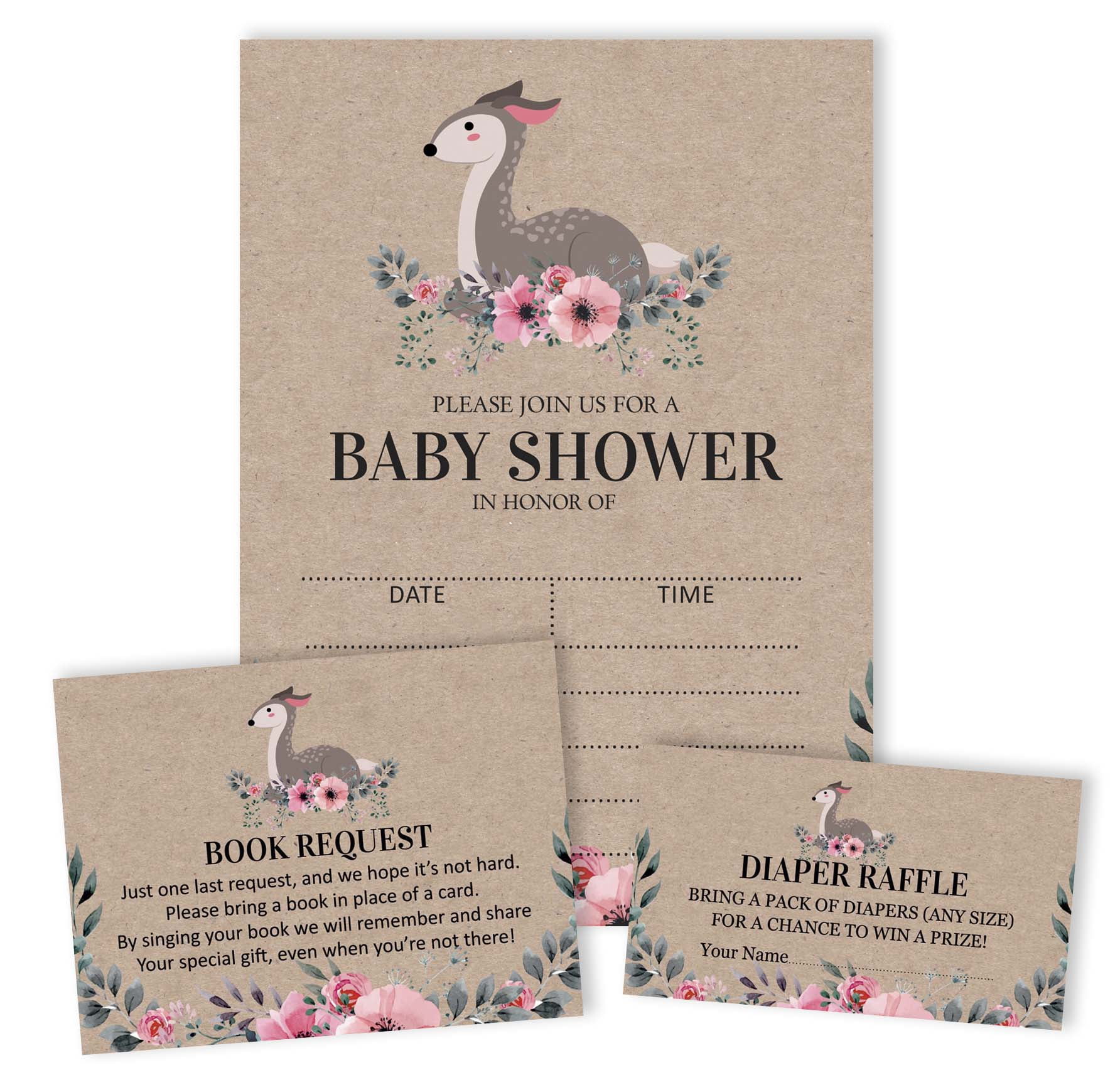 Inkdotpot Set Of 30Jungle Animals Rustic Baby Shower Invitations-Diaper Raffle Tickets And Baby Shower Book Request Cards Its a Boy Its a girl Invites