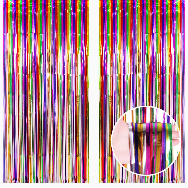 Tinsel Fringe Rainbow Coloured Curtain Photography Backdrop - Prop