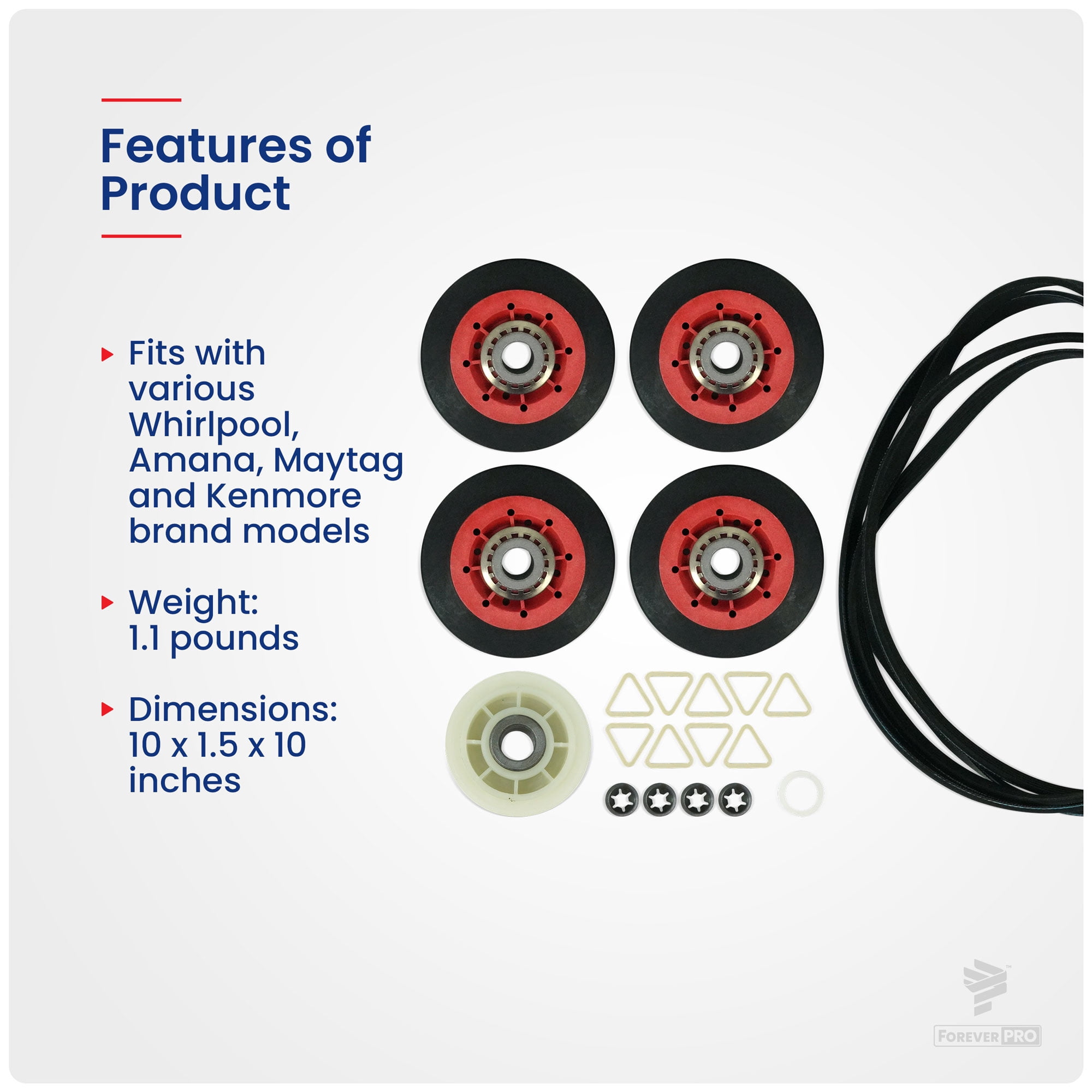 ForeverPRO 4392067 Dryer Repair Kit for Whirlpool Dryer 587637 80047 AH373088 EA373088
