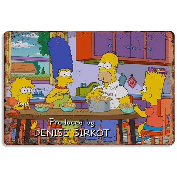 Vintage Tin Sign The Simpsons Dinner Retro Plaque Wall Decor Gift For Garden Men Cave Garage Living Room School Classroom Library Metal Poster 12x16 Inch