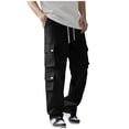 thumbnail image 2 of Ceisia Men's Spring Summer Solid Color Gift Workwear Pants - Straight Leg Multi-Large Pocket Drawstring Outdoor Functional Cas ual Pants, 2 of 4
