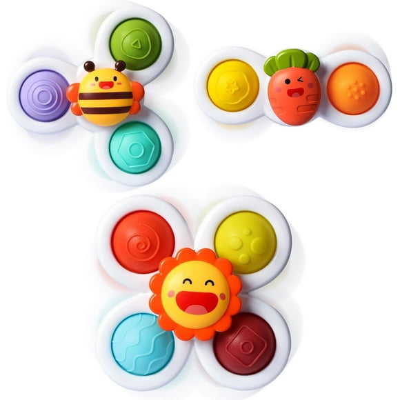 3PCS Pop Suction Cup Spinner Toys for 1 Year Old Boy Girl
