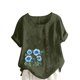 thumbnail image 1 of Vestidos Casuales Para Mujer, Blusas De Mujer De Moda Blusa tipo túnica informal de lino con estampado de peces del océano y botones de manga corta para mujer, 1 of 4