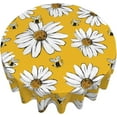 thumbnail image 3 of Sunflower Bee Tablecloth Round 70 Inch Yellow Background Daisy Table Cloth Polyester Fabric Floral Bee Summer Table Cover Outdoor Decorative for Kitchen Holiday Party Dining Picnic, 3 of 6