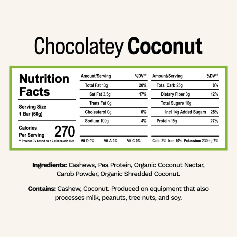 Rise Pea Protein Bar - Chocolatey Coconut | Breakfast Bar & Protein Snack 15g Protein Just 5 Whole Food Ingredients Non-GMO Gluten-Free Soy Free (12 Count)