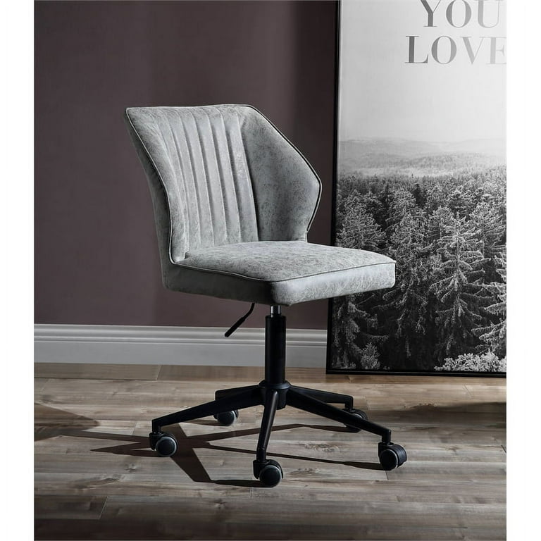 Bowery Hill Modern Office Chair in Vintage Gray PU and Black