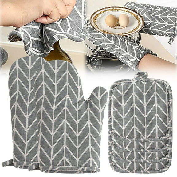 Clearance Items,npkgvia Oven Mitts,Oven Gloves,Set Of 6 Oven And Pot Holders Kitchen Microwave Heat Oven Mittens And Oven Hot Pad For Cooking,Bakeware,Gray