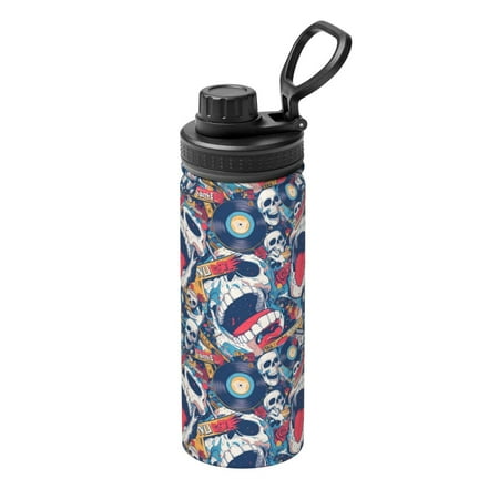 

Tebeau cool rock Skull Print Water Bottle 18oz Sports Insulated Kettle Stainless Steel Outdoor Drinking Bottles Fashion Travel Cup