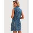 thumbnail image 4 of DARING DIVA Women's Sleeveless Collared Button Down Short Jean Dress 2XL Grey Blue, 4 of 7