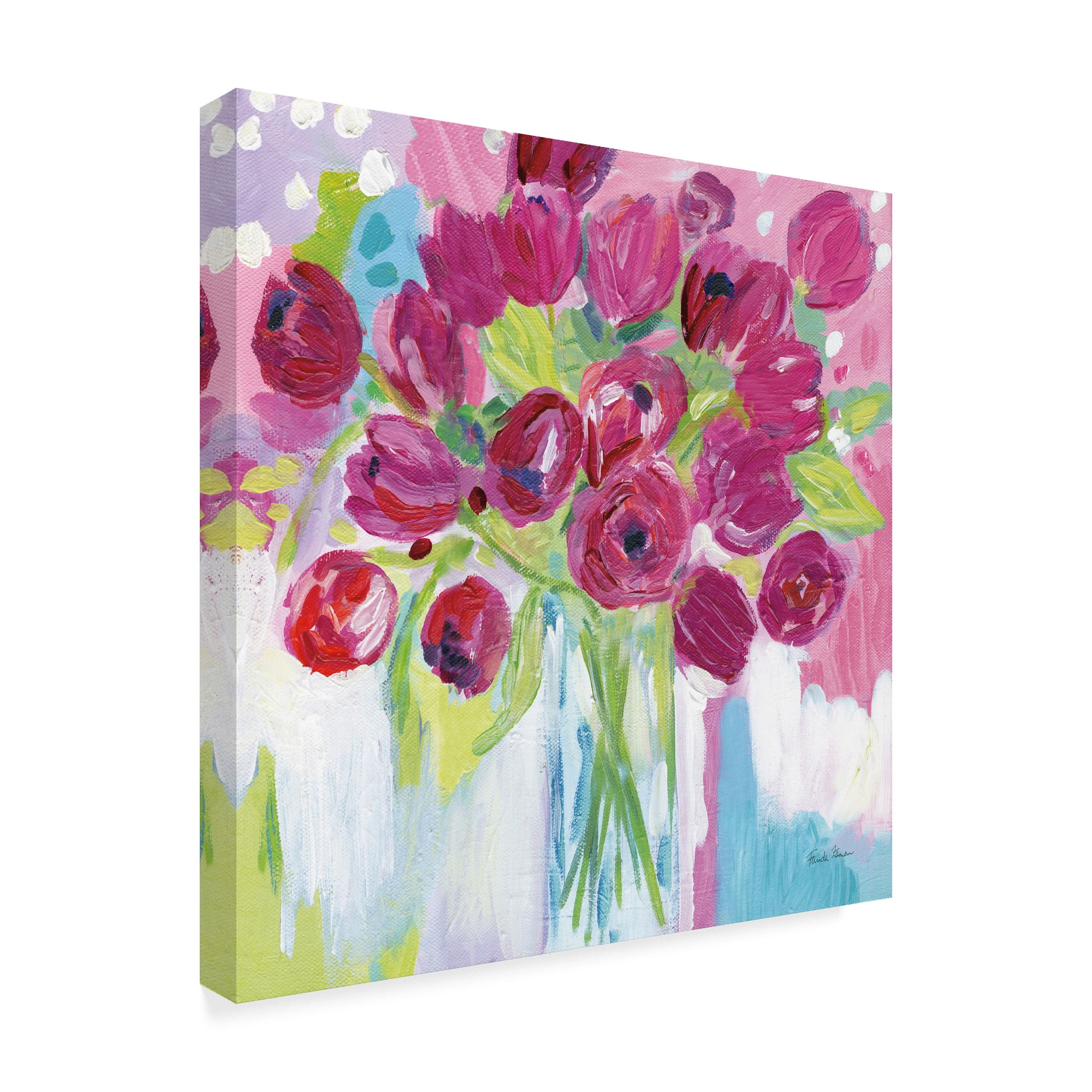 LARGE FLORAL CANVAS ART PINK TULIPS BOX CANVAS 34/"x20/"