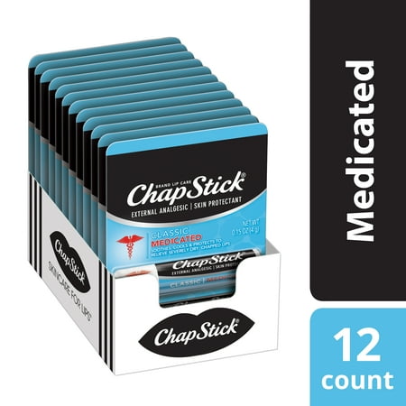 ChapStick Classic Medicated Lip Balm Holiday Gift Set, 12 Count, Lip Moisturizer and Lip Care, Skin Protectant, Great Gifts for Women and Men, Blistercard (The Best Chapstick For Men)