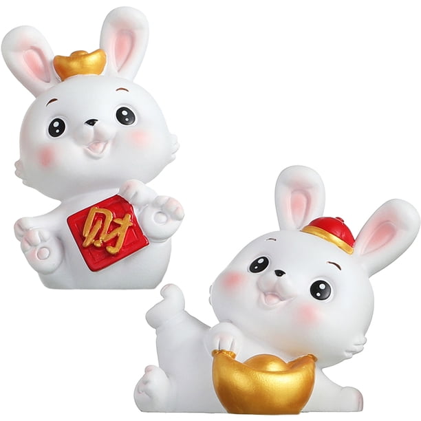 EeaseMX figuras de conejo pequeñas, adornos de escritorio para aliviar el estrés, decoración de oficina.