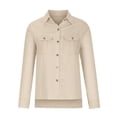 thumbnail image 5 of Women Shirts Button Down Solid Color Lapel Collared Spring Tops Summer Long Sleeve Dressy Casual Work Blouses Business, 5 of 6