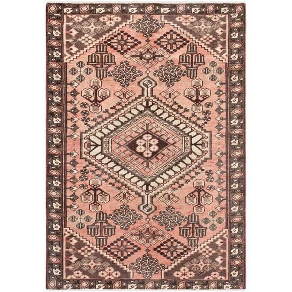 Pasargad Home Vintage Azerbaijan Salmon Lamb's Wool Area Rug - 4 ft. 3 in. X 6 ft. 4 in.