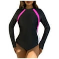 thumbnail image 1 of Swimwear Rash Guard Surf Set for Women Long Sleeve Zipper Patchwork Sunscreen Wetsuit - Swimwear with Sun and Comfort, 1 of 7