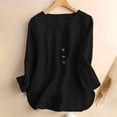 thumbnail image 4 of Sexlip Womens Henley Blouse 3/4 Sleeve Button Placket Design Soft Fabric Relaxed Silhouette for Daily Wear Black XXXL, 4 of 7