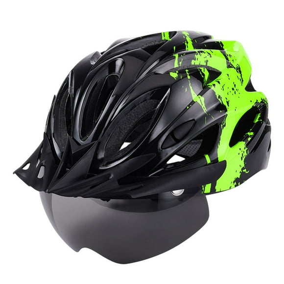 Casco de bicicleta Greeniant para mujer Amarillo fluorescente con gafas magnéticas y viseras de sol