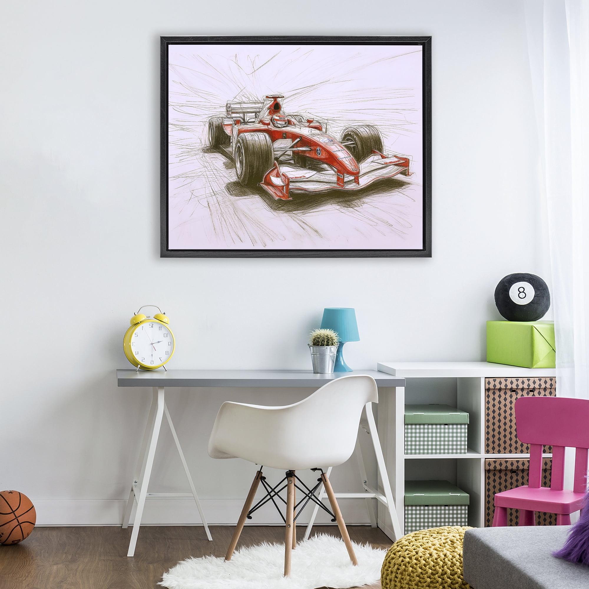 Stupell Industries Sketched Race Car Concept Black Framed Floater Canvas Wall Art, design by Steve Hunziker