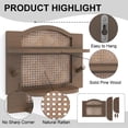 thumbnail image 5 of 2 Tier Walnut Solid Pine Wood Rattan Shelf, Boho Shelf for Netural Nursery Decor With Hook for Living Room, Bedroom and Kitchen, 5 of 5